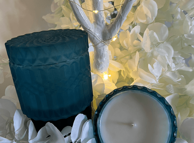 Frosted Blue Geo Jar 